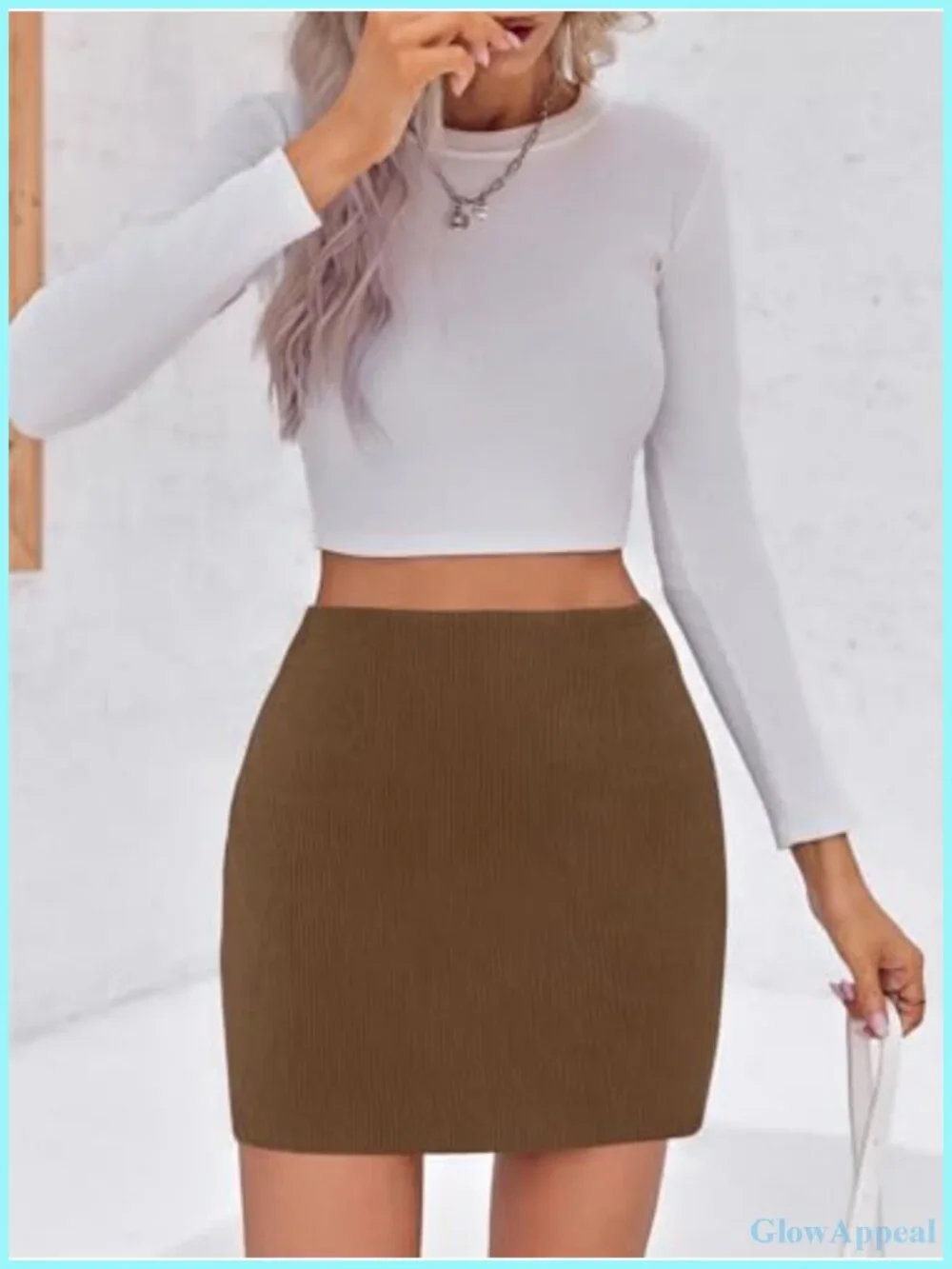 Womens Corduroy Mini Skirt High Waisted A-line Vintage Business Casual